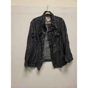 AMS Womens Denim Jacket Size 3X‎ Plus Size Jean Jacket Dark Wash Outerwear